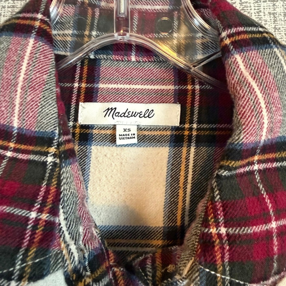 Madewell Women XS Plaid Flannel Cotton Button Down Shirt Oversized Gorpcore Cozy - Picture 2 of 9